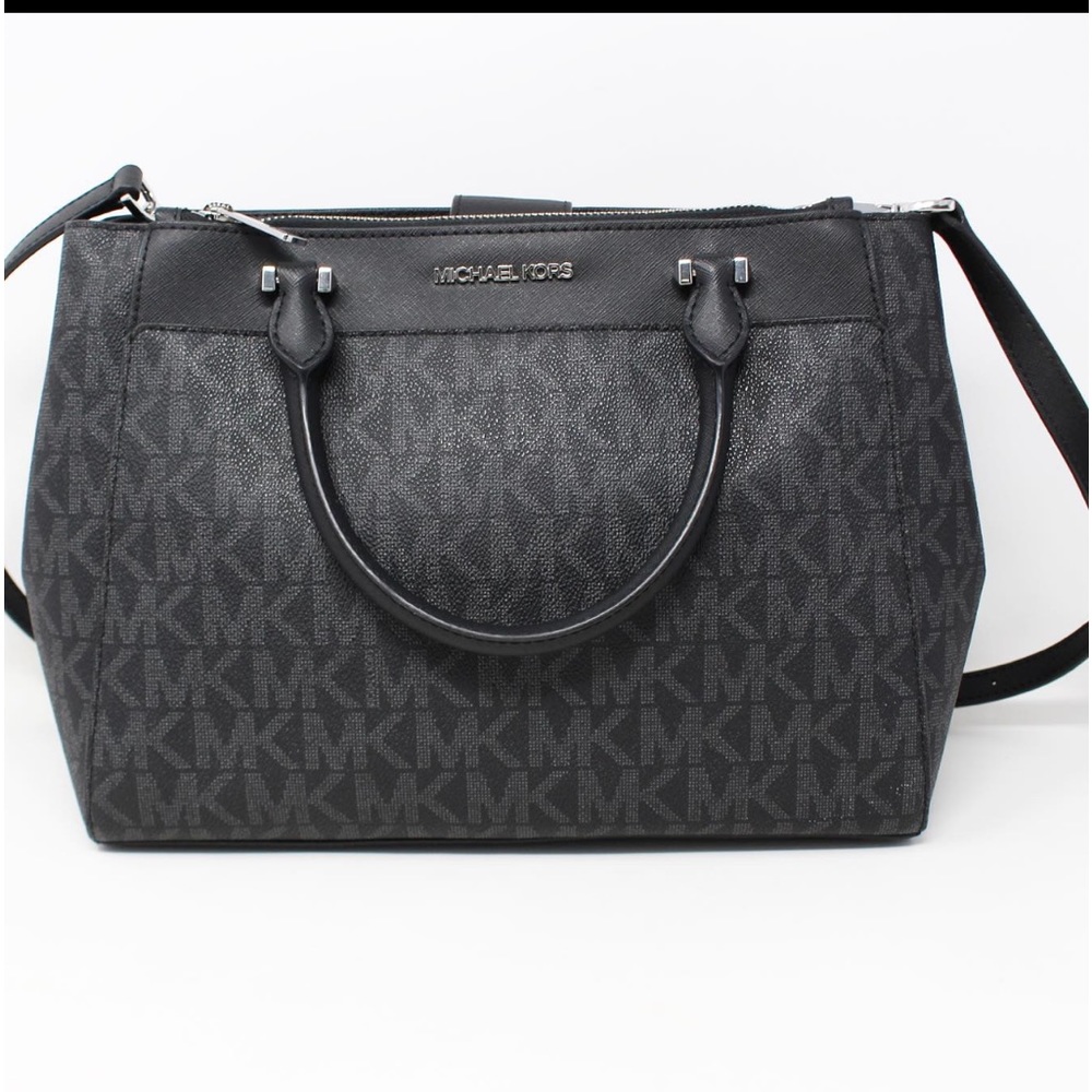 Michael Kors Gibson MK Logo Black Large Satchel Bag with Crossbosy Strap